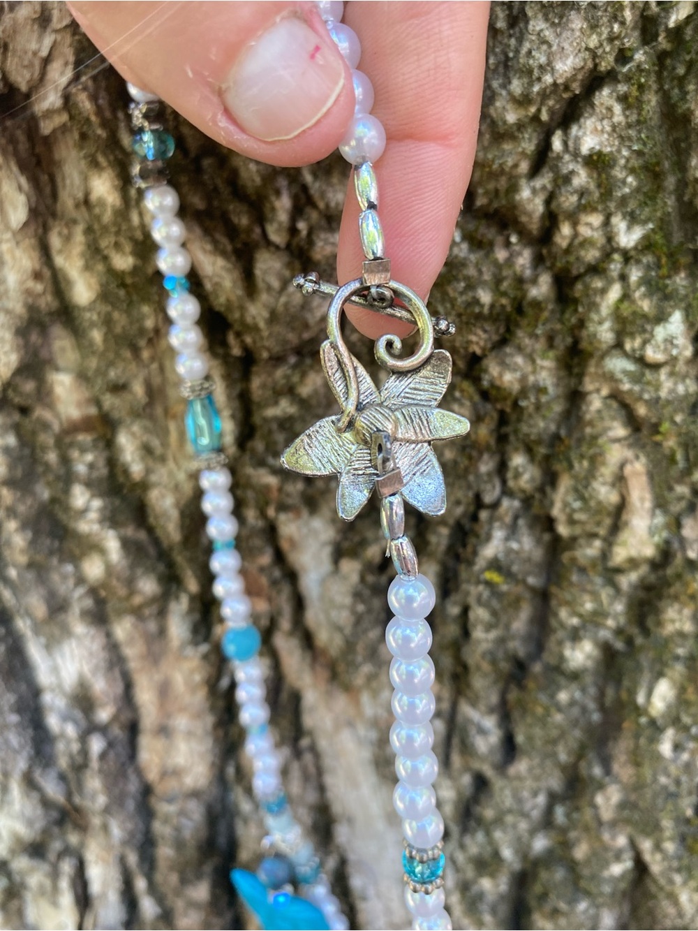 Handcrafted Artisan Turquoise Butterfly Pendant Necklace Mixed Media - Picture 11 of 14